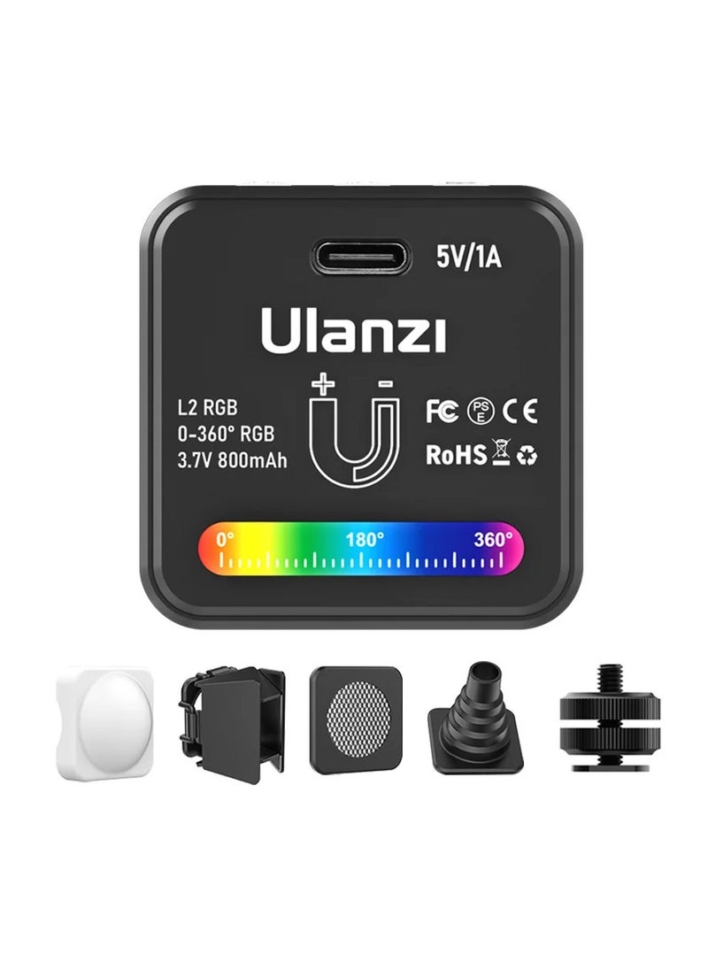 Ulanzi - L2 RGB Mini COB Video Camera, Light Dimmable, 360° Full-Color Light, with Diffuser Honeycomb Photography, for DSLR Camera - Image 1