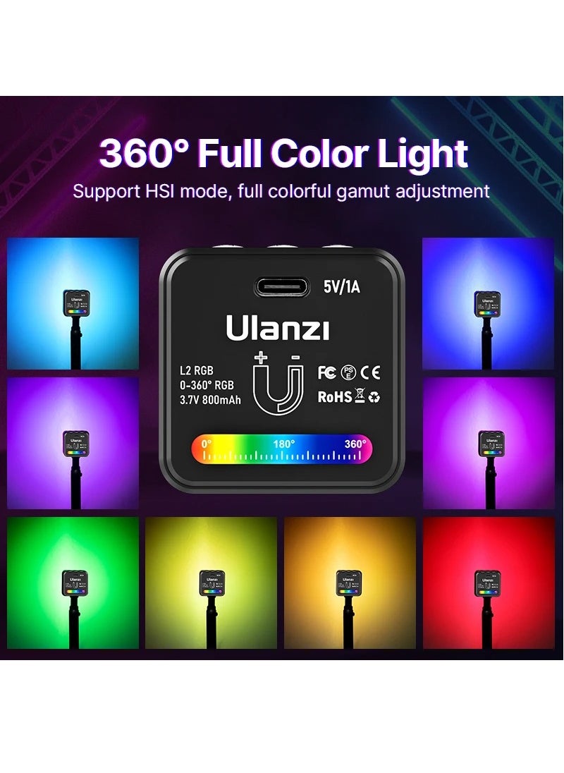 Ulanzi - L2 RGB Mini COB Video Camera, Light Dimmable, 360° Full-Color Light, with Diffuser Honeycomb Photography, for DSLR Camera - Image 1