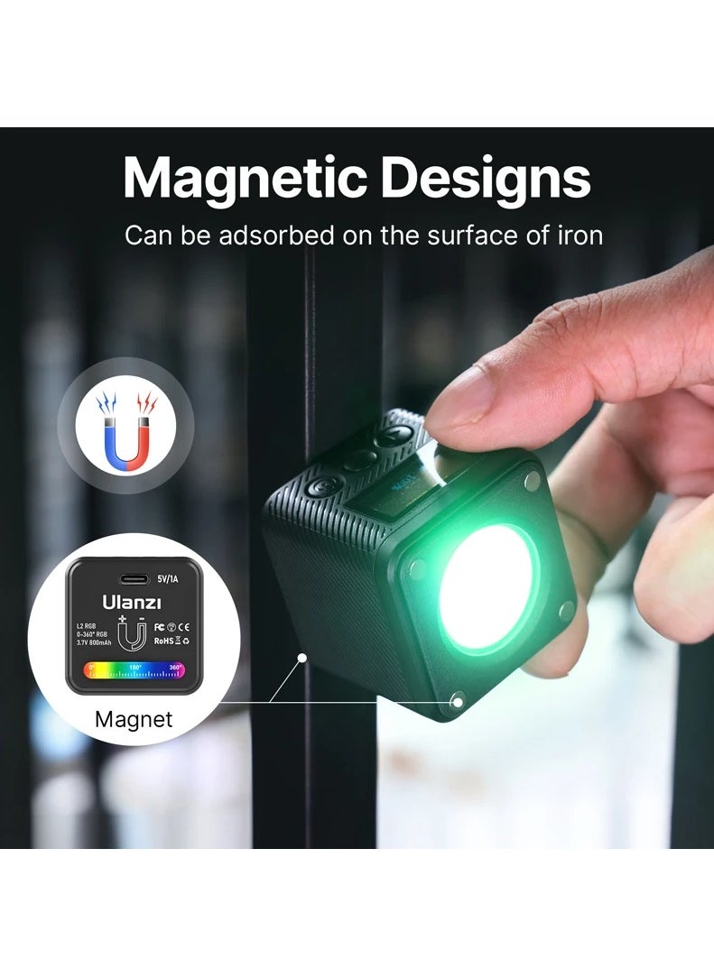 Ulanzi - L2 RGB Mini COB Video Camera, Light Dimmable, 360° Full-Color Light, with Diffuser Honeycomb Photography, for DSLR Camera - Image 1