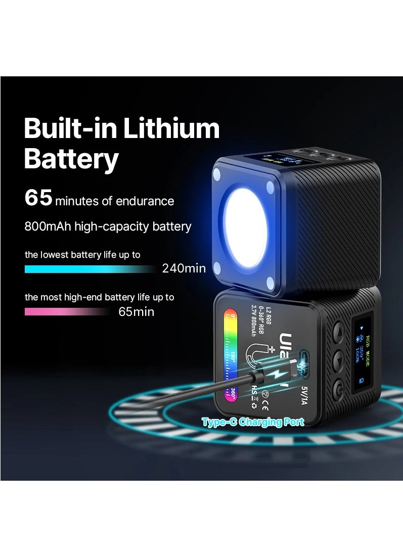 Ulanzi - L2 RGB Mini COB Video Camera, Light Dimmable, 360° Full-Color Light, with Diffuser Honeycomb Photography, for DSLR Camera - Image 1