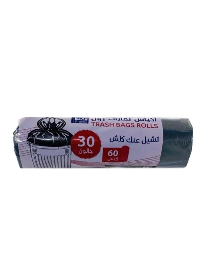 SKP Plastic 30 Gallon Trash Bags Large Size (60 Bags)