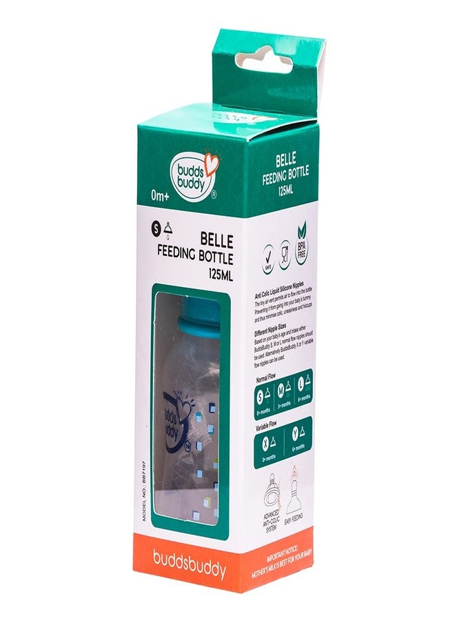 Buddsbuddy Belle BPA Free Regular Neck Baby Feeding Bottle (Blue, 125 ml) - Image 4