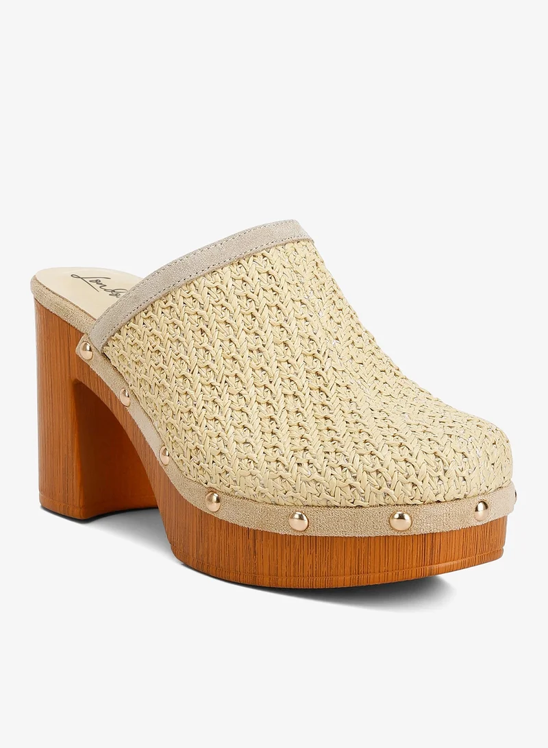 London Rag Natural Raffia Platform Clogs in Natural for Women | Best Price UAE