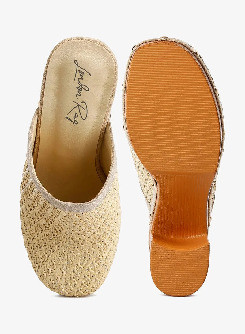 London Rag Natural Raffia Platform Clogs in Natural for Women | Best Price UAE
