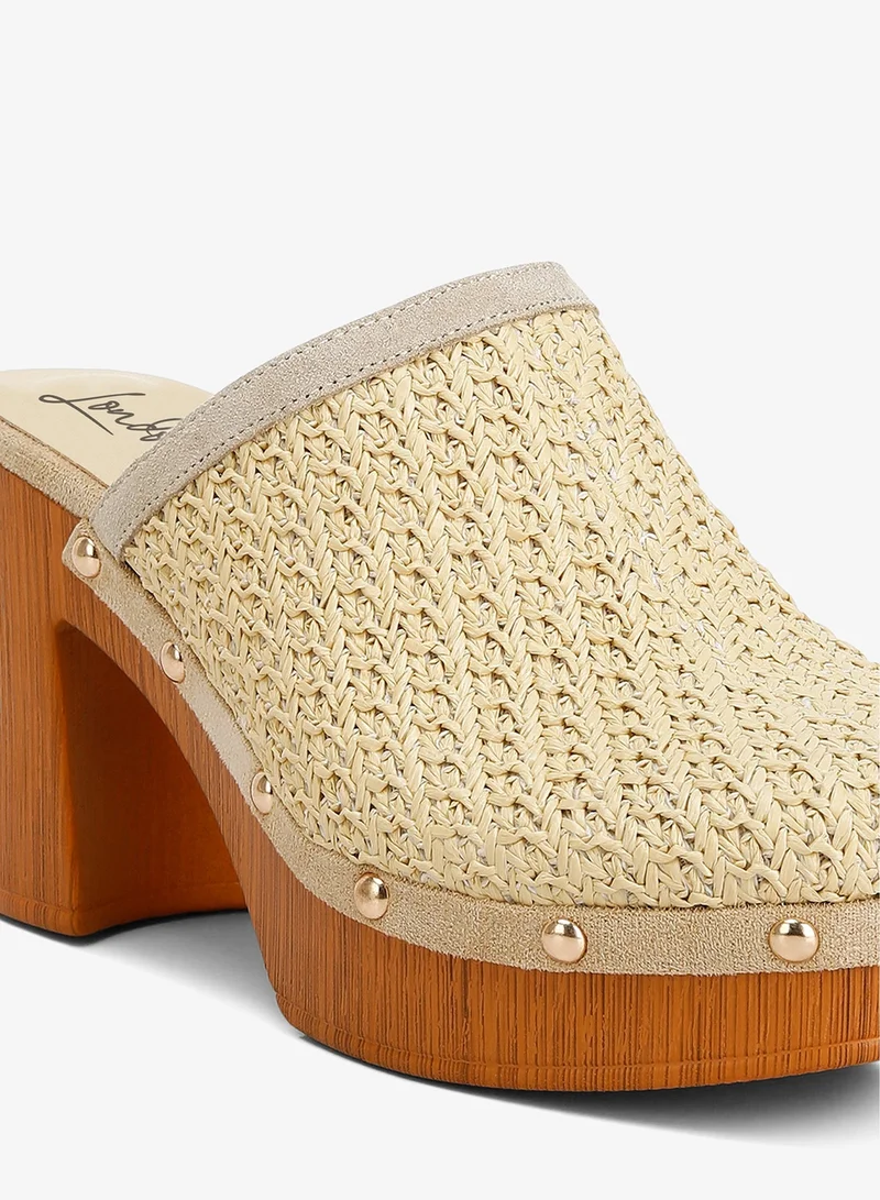 London Rag Natural Raffia Platform Clogs in Natural for Women | Best Price UAE