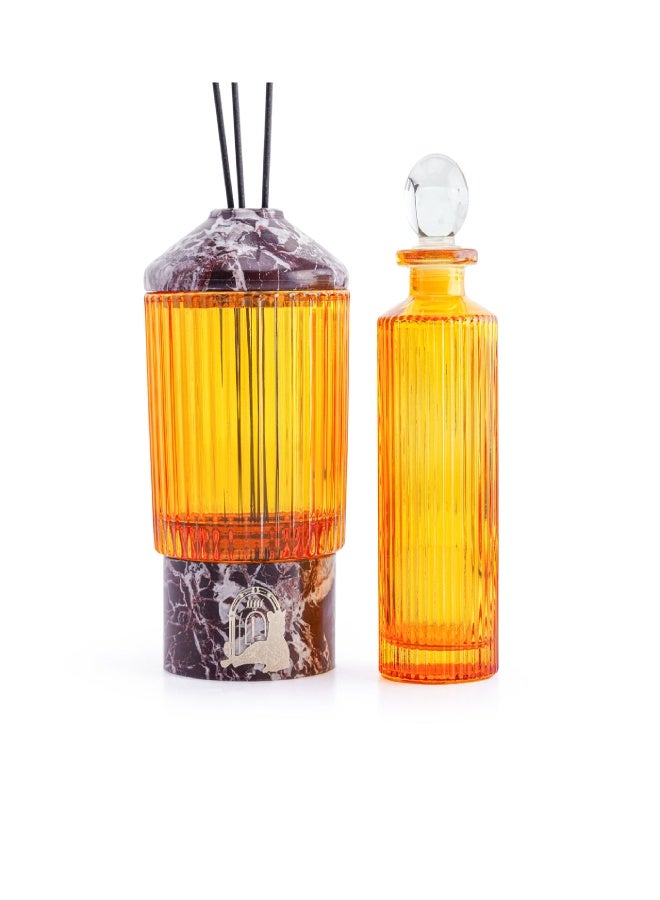 Layers Glassy (Rosso Levanto) Reed Diffuser with Bottle – Natural Marble & Colored Glass – Choose Your Glass Color - Image 3