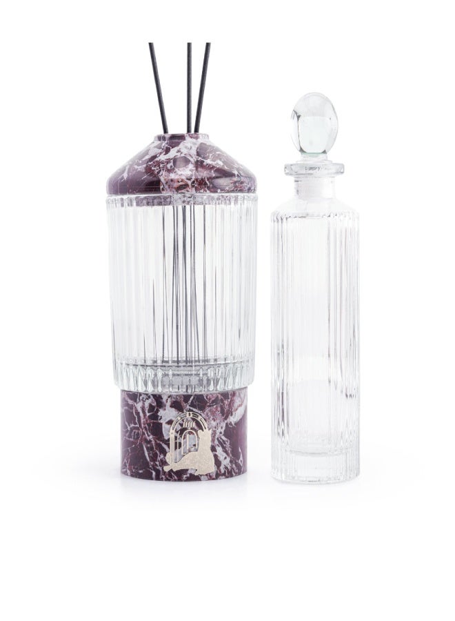 Layers Glassy (Rosso Levanto) Reed Diffuser with Bottle – Natural Marble & Colored Glass – Choose Your Glass Color - Image 2