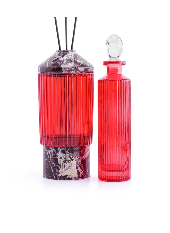 Layers Glassy (Rosso Levanto) Reed Diffuser with Bottle – Natural Marble & Colored Glass – Choose Your Glass Color - Image 5