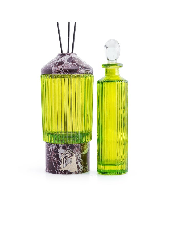 Layers Glassy (Rosso Levanto) Reed Diffuser with Bottle – Natural Marble & Colored Glass – Choose Your Glass Color - Image 4