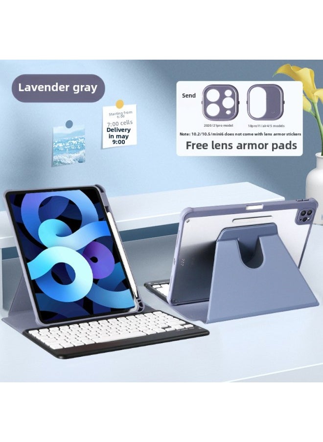 Generic IPadAir2024360 Rotating Keyboard Protective Cover Pro2022 Vertical Screen AIr54 Separation 2018 Suitable-Color:Lavender Grey [single Holster]]-Applicable Model:iPad Air 13-inch (2024)  - Image 1