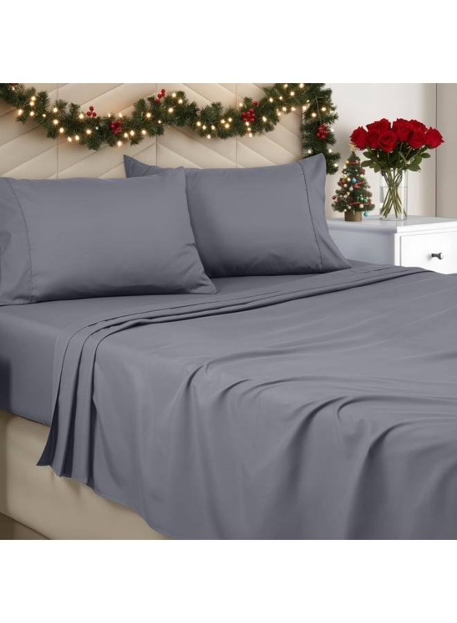 Utopia Bedding Queen Sheet Set â€“ Brushed Microfiber â€“ Ultra Soft Bed Sheets for Queen Size Bed Set â€“ Deep Pocket, Wrinkle & Fade Resistant â€“ Includes 1 Fitted, 1 Flat, 2 Pillowcases (Grey) - Image 1
