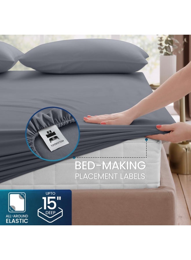 Utopia Bedding Queen Sheet Set â€“ Brushed Microfiber â€“ Ultra Soft Bed Sheets for Queen Size Bed Set â€“ Deep Pocket, Wrinkle & Fade Resistant â€“ Includes 1 Fitted, 1 Flat, 2 Pillowcases (Grey) - Image 2