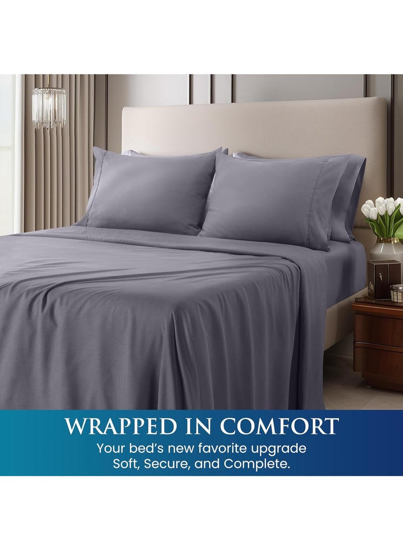 Utopia Bedding Queen Sheet Set â€“ Brushed Microfiber â€“ Ultra Soft Bed Sheets for Queen Size Bed Set â€“ Deep Pocket, Wrinkle & Fade Resistant â€“ Includes 1 Fitted, 1 Flat, 2 Pillowcases (Grey) - Image 4