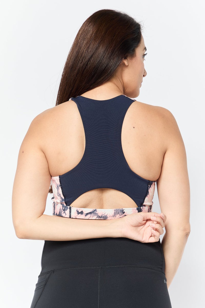 Adidas Women Tie Dye Padded Run Ms Sports Bra, Multicolor - Image 2