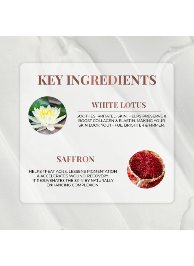 Just Herbs Saffron + White Lotus Radiance Booster Cream with SPF 30+ for Brighter Complexion | For Men & Women- 50g  - Image 5