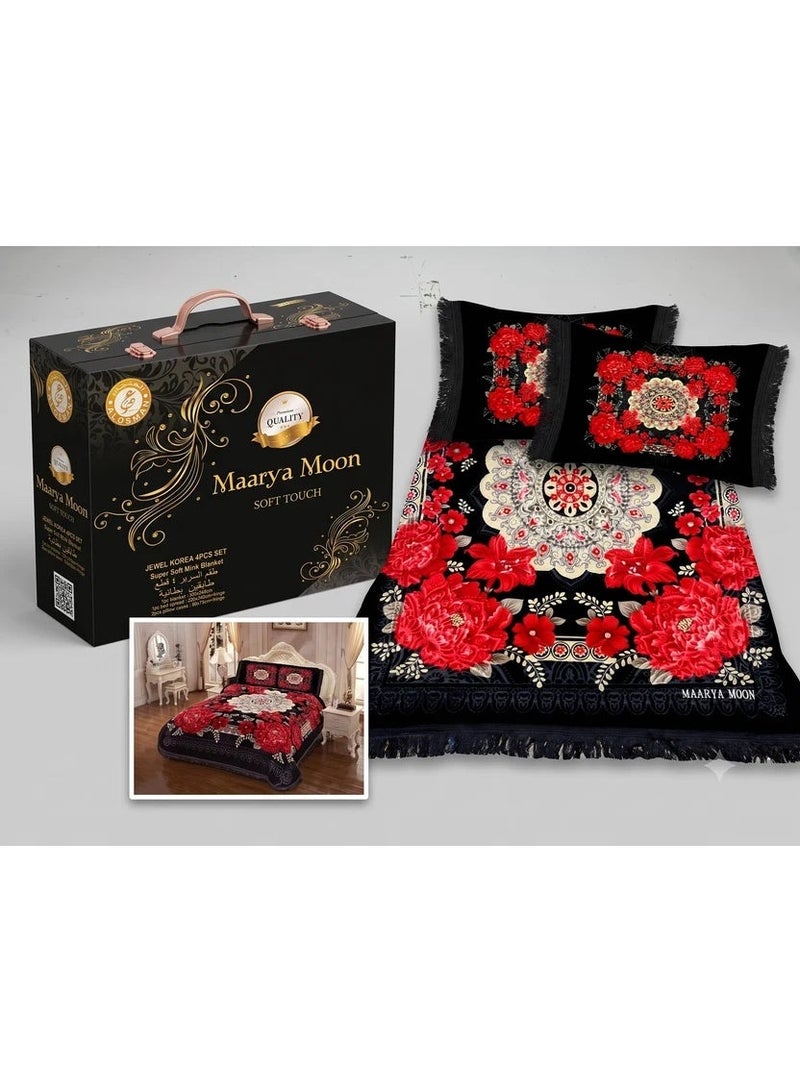 MAARYA MOON BED COVER 4PCS SET KING SIZE SUPER SOFT EMBOSSED - Image 1