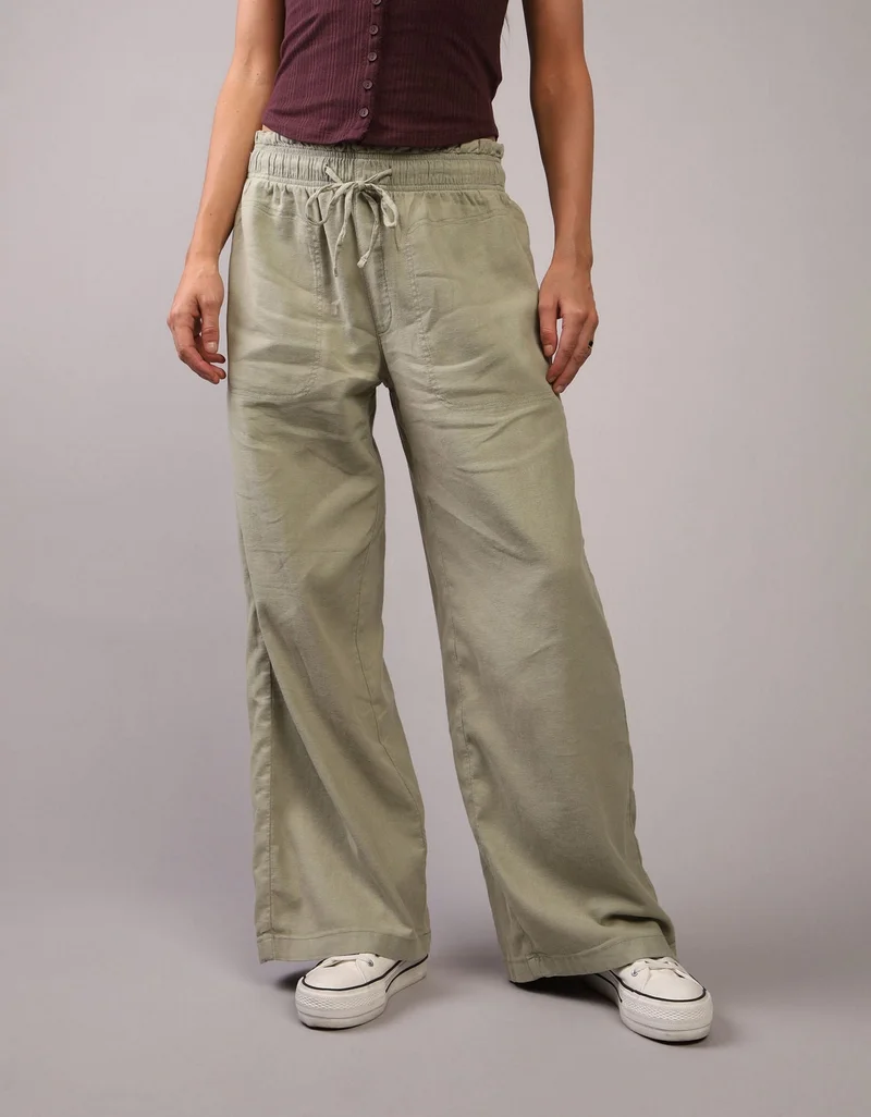 American Eagle AE Dreamy Drape Linen-Blend Pull-On Pant