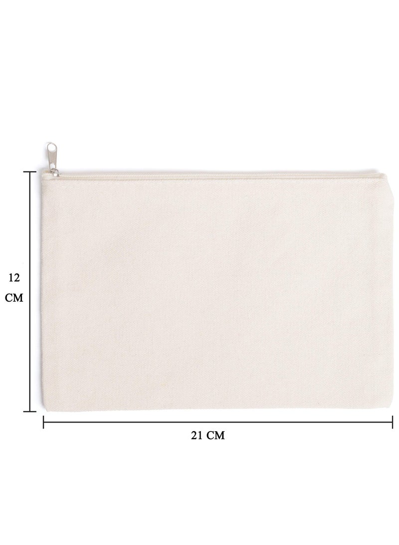 دوركو 10 حزمة قماش سحاب حقيبة السائبة، DIY الحرف الفراغات متعددة الأغراض القلم حالة كيس ماكياج، القلم حالة كيس ماكياج المرحاض منظم السفر، 12 * 21 سم (البيج) - Image 2