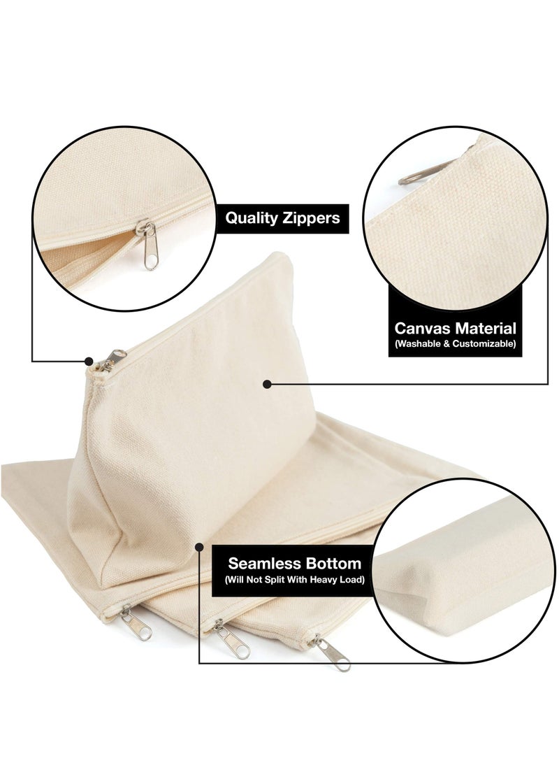 دوركو 10 حزمة قماش سحاب حقيبة السائبة، DIY الحرف الفراغات متعددة الأغراض القلم حالة كيس ماكياج، القلم حالة كيس ماكياج المرحاض منظم السفر، 12 * 21 سم (البيج) - Image 3