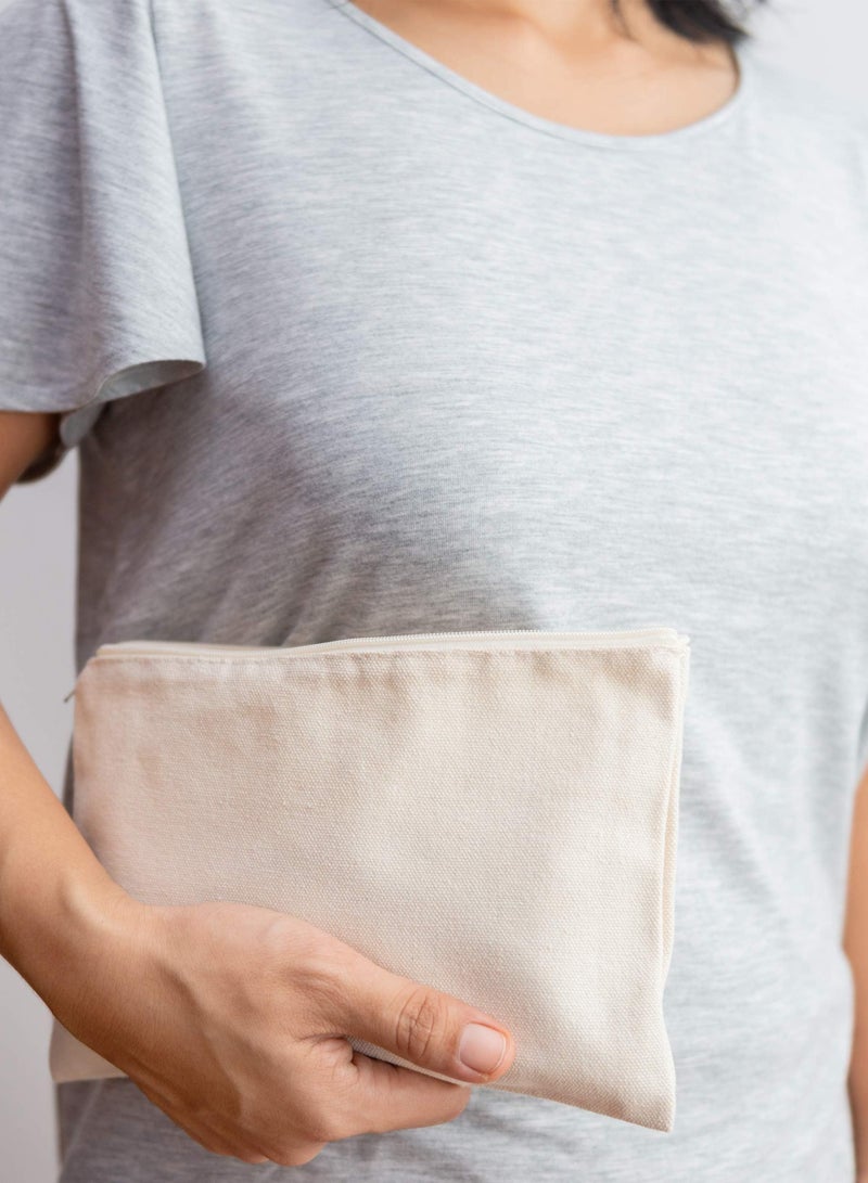 دوركو 10 حزمة قماش سحاب حقيبة السائبة، DIY الحرف الفراغات متعددة الأغراض القلم حالة كيس ماكياج، القلم حالة كيس ماكياج المرحاض منظم السفر، 12 * 21 سم (البيج) - Image 4