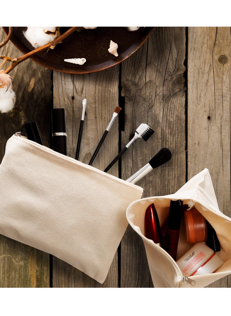 دوركو 10 حزمة قماش سحاب حقيبة السائبة، DIY الحرف الفراغات متعددة الأغراض القلم حالة كيس ماكياج، القلم حالة كيس ماكياج المرحاض منظم السفر، 12 * 21 سم (البيج) - Image 5