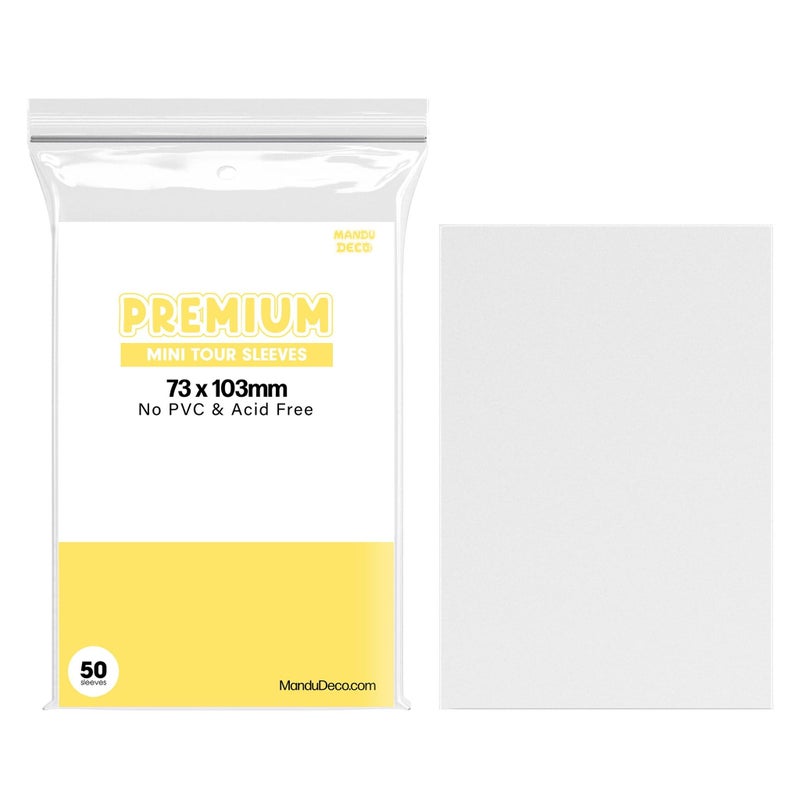 Mandu Deco Kpop Photocard Sleeves Clear Polypropylene Card Protector for HYBE Size Mini Tour Photocards, PVC Free and Acid Free, 50 Sleeves per Pack (73x103mm) - Image 1