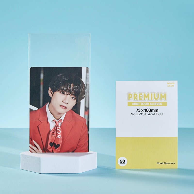 Mandu Deco Kpop Photocard Sleeves Clear Polypropylene Card Protector for HYBE Size Mini Tour Photocards, PVC Free and Acid Free, 50 Sleeves per Pack (73x103mm) - Image 4