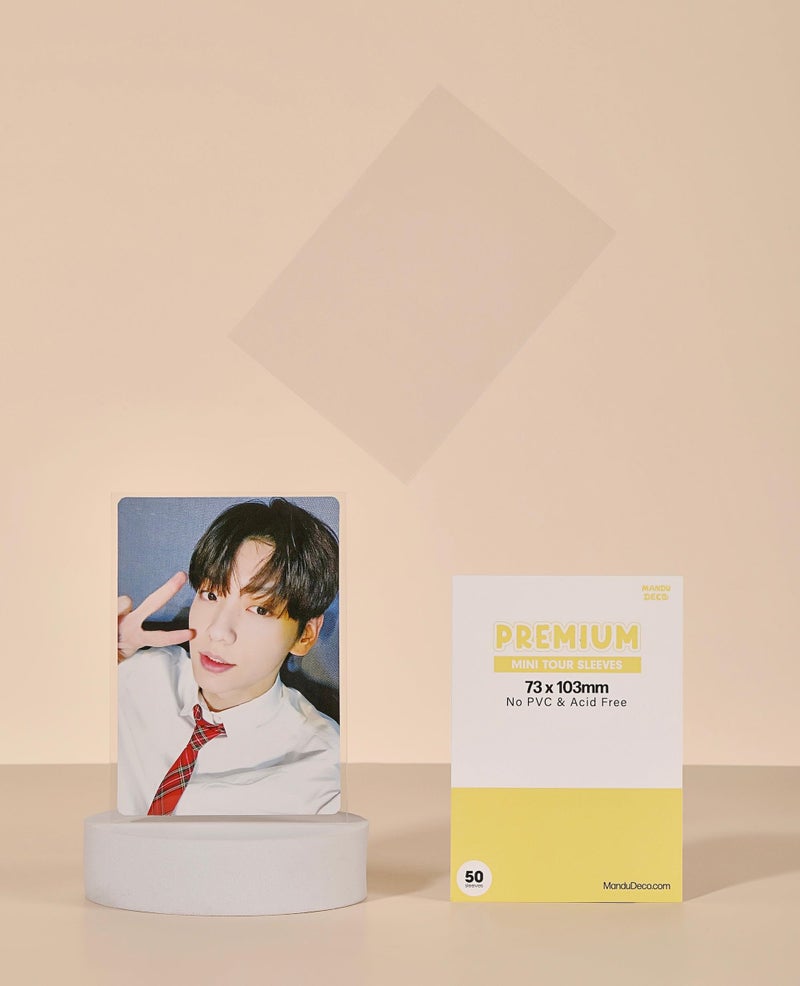 Mandu Deco Kpop Photocard Sleeves Clear Polypropylene Card Protector for HYBE Size Mini Tour Photocards, PVC Free and Acid Free, 50 Sleeves per Pack (73x103mm) - Image 2