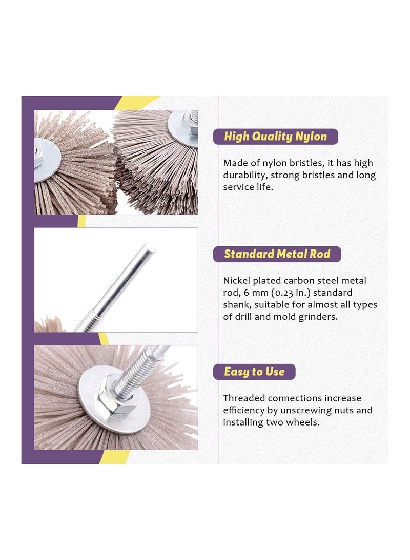 5 Pcs Nylon Wheel Brush Abrasive Grinding Head, Polish Grinder Brush 80# 180# 240# 320# 600# with Threaded Shank, Polishing Wheel Brush for Removing Corrosion/Rust/Paint - Image 4