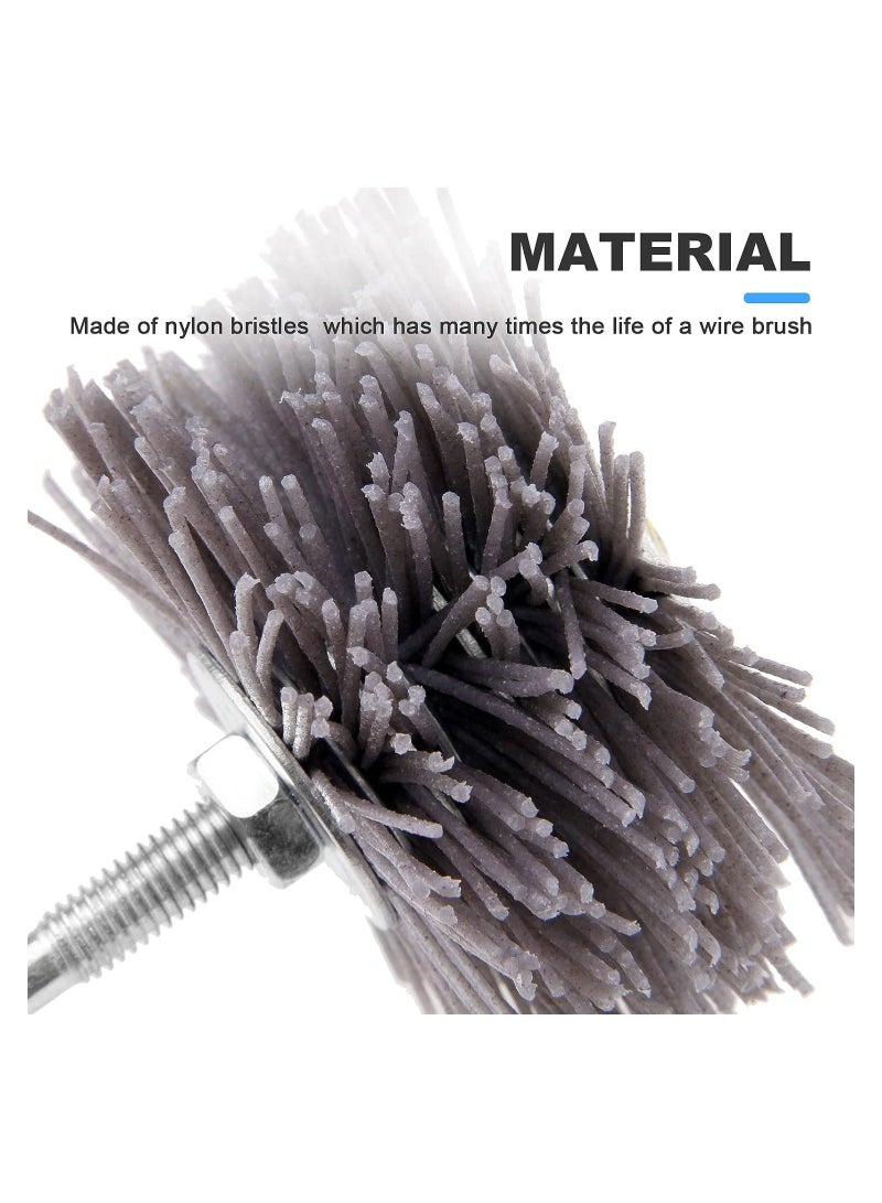 5 Pcs Nylon Wheel Brush Abrasive Grinding Head, Polish Grinder Brush 80# 180# 240# 320# 600# with Threaded Shank, Polishing Wheel Brush for Removing Corrosion/Rust/Paint - Image 3
