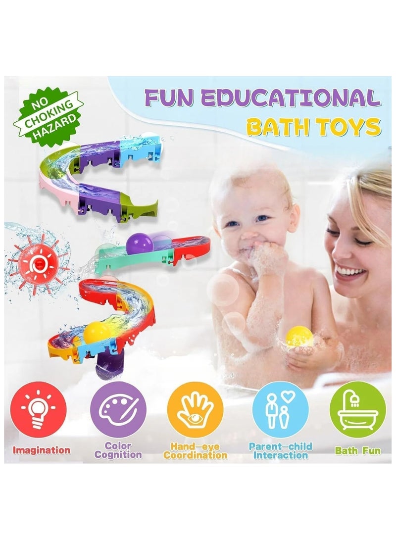 Soofam Toddler Bath Toys for Kids Ages 1-3 2-4,42 Piece Toddler Bath Sets Toys Toddler Bath Toys for Kids Ages 1-3 2-4,Mold Free Bathtub Toys DIY Slippery Slide Track Fun Baby Shower Toys with Suction Cups Birthday Gift for Boys Girls Bath TimeFree Bathtub Toys DIY Slippery Slide Track Fun Baby Shower Toys with Suction Cups Birthday Gift for Boys Girls Bath Time(42 Piece Toddler Bath Sets Toys) - Image 3