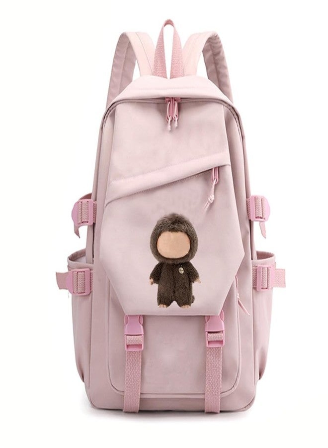 Fancyku® School Bag for Girls Pink Cute Cartoon Backpacks Large Capacity Monsters School Backpack for Girls