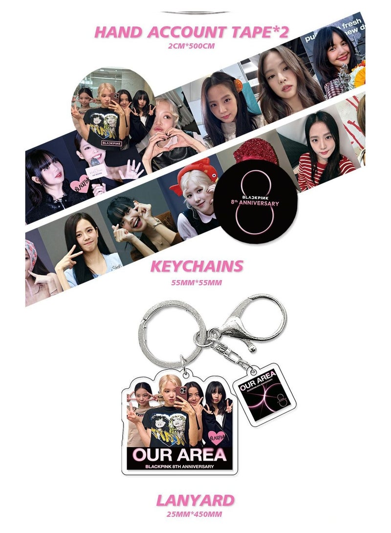 EHOME BLACKPINK 8th Anniversary Gift Box With Lomo Cards, Acrylic Stand, Hand Account Tape, Keychain, Lanyard, Stickers, Photo Card - Image 4