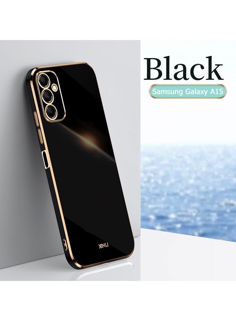 Case for Samsung Galaxy A15 Plated Gold Edge Slim Soft TPU Protective Phone Cover  - Image 1