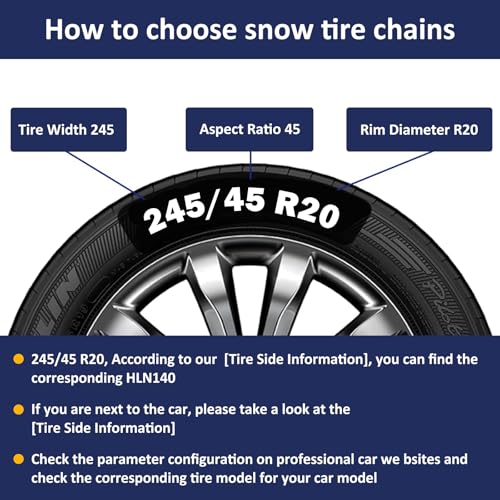 NEOCHIAEVO Auto Tightening Snow Chains Tire Chains, 1-Minute Quick Install, Twist-Link, Wear-Resistant, Universal for Car/SUV/Pickup Trucks, Multi-Weather Emergency Traction, Set of 2 (HLN-110, 3.9mm) - Image 4
