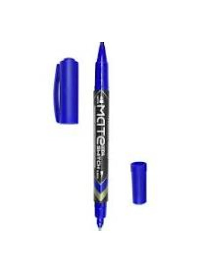 Deli EU10430 قلم تحديد دائم (أزرق، طرف مزدوج 1.0 مم و 0.5 مم، 12 قطعة/علبة) - Image 1