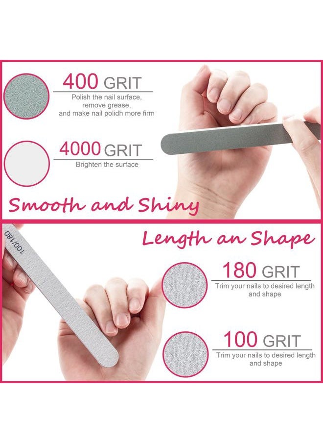 Hoewina - Gel Nail Polish Remover Tools Kit, with 10 Pcs Nail Clips, 400 Pcs Lint Free Nail Wipes, Nail Files 100/180, Buffer Block 400/4000, Nail Brush, Cuticle Pusher, Cuticle Peeler (Pink) - Image 1