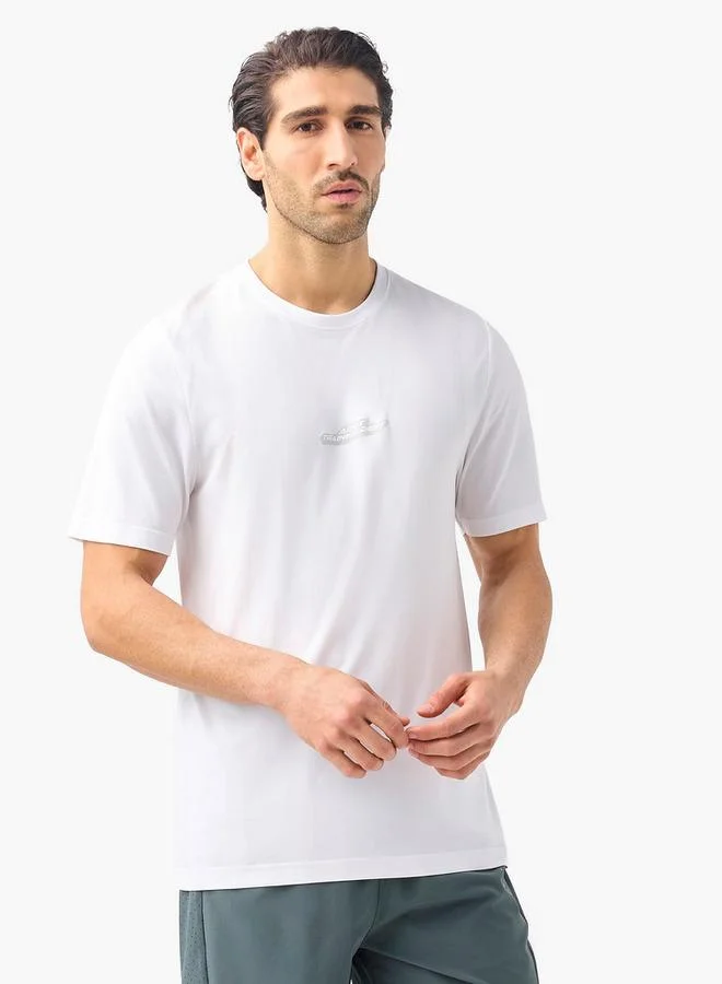 ADOT by Splash Typographic Detail Crew Neck T-shirt with Short Sleeves