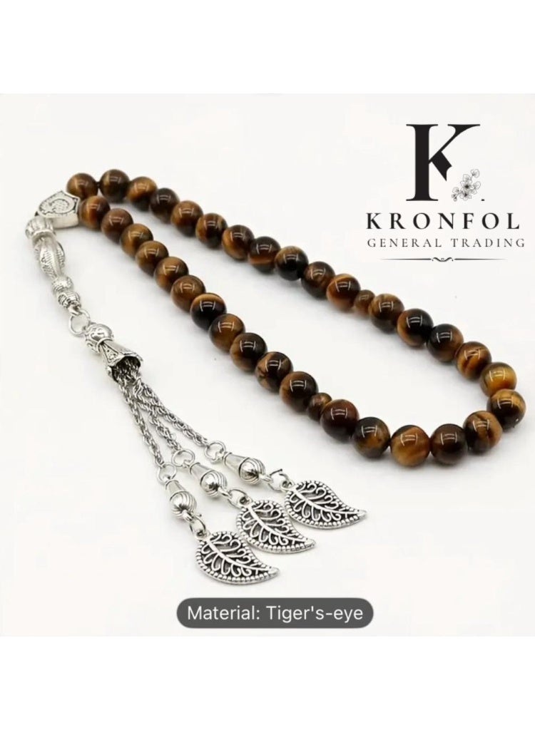 KRONFOL 33Natural Tiger Eye Stone Prayer Beads/Tasbih/10mm - Image 2