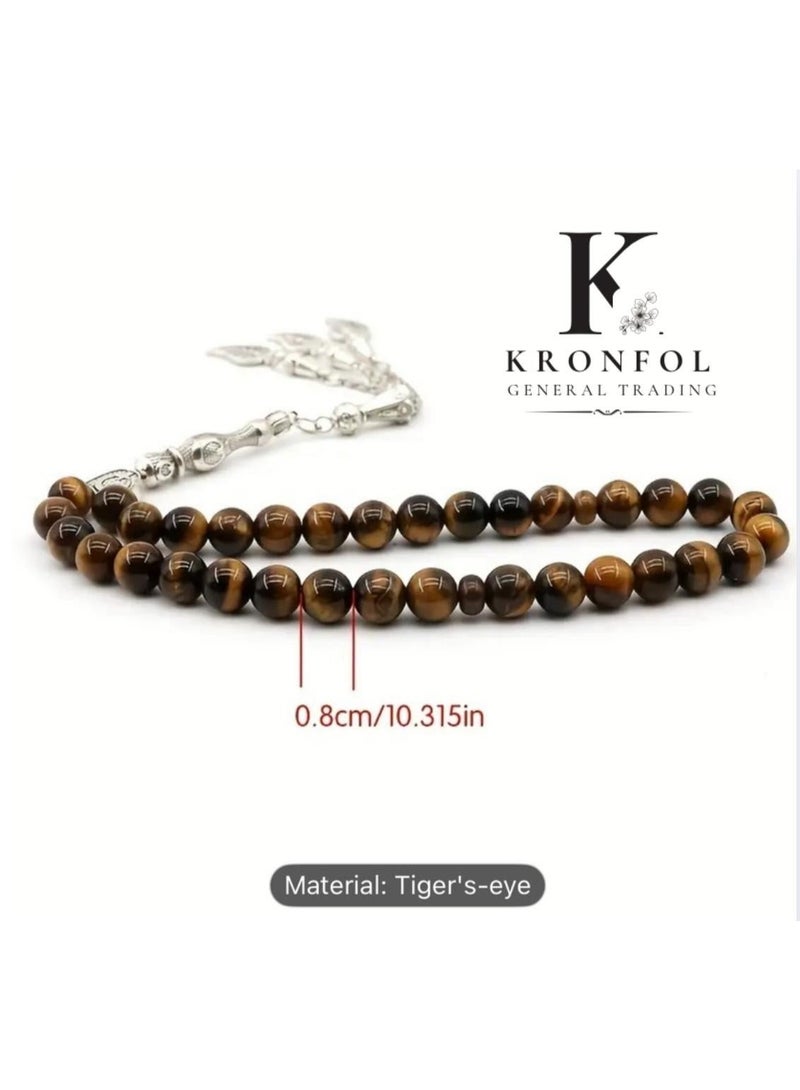 KRONFOL 33Natural Tiger Eye Stone Prayer Beads/Tasbih/10mm - Image 3