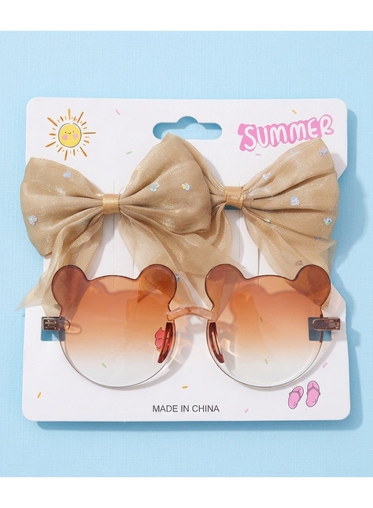 Children's sunglasses for girls, come with 2 assorted hair clips. High-quality glasses, girls' accessories. - Image 1