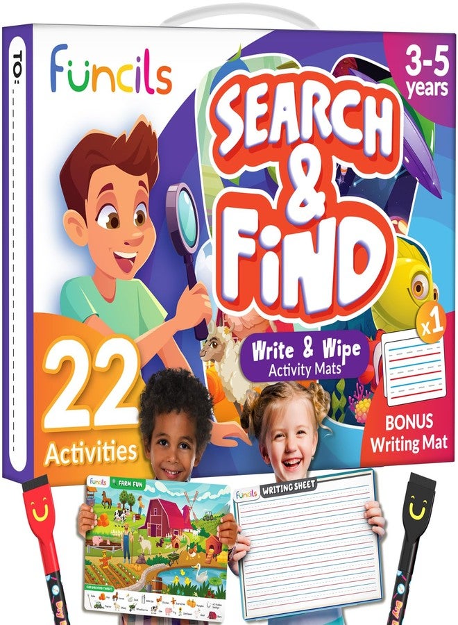 Funcils Search and Find for Kids & Toddlers - Preschool Learning Activity Book, Art and Craft Supplies, Seek Find Games, Birthday Gifts for Girls & Boys, Educational Toys for Ages 3, 4, 5, 6 Year Old - Image 1