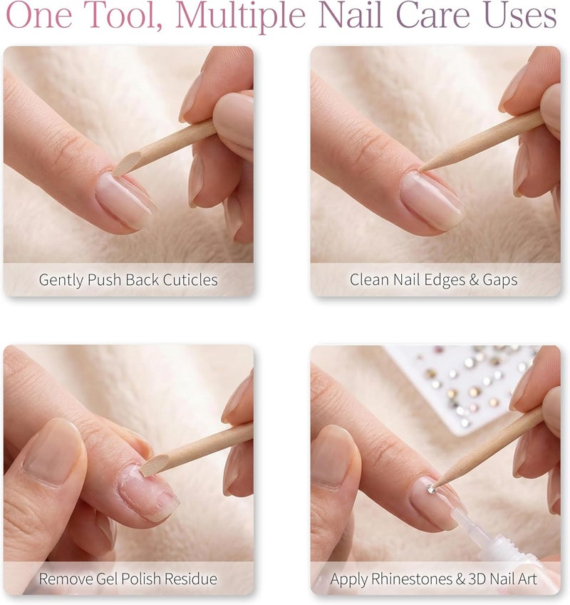 Sun&Beam Nails Wooden Orange Sticks for Nails, Cuticle Pusher & Remover, Double-Ended Nail Sticks for Gel Polish Removal & Nail Care (11.5 cm, 100 pcs) - Image 4