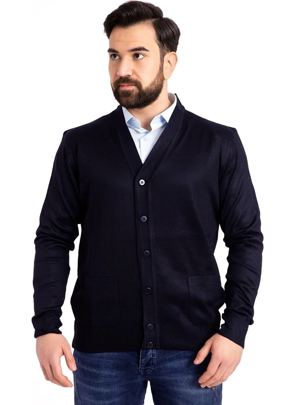 Mutlu City Men's Middle Age and Above Fine Wool Acrylic Knitwear Knit Buttoned Father's Cardigan 5100