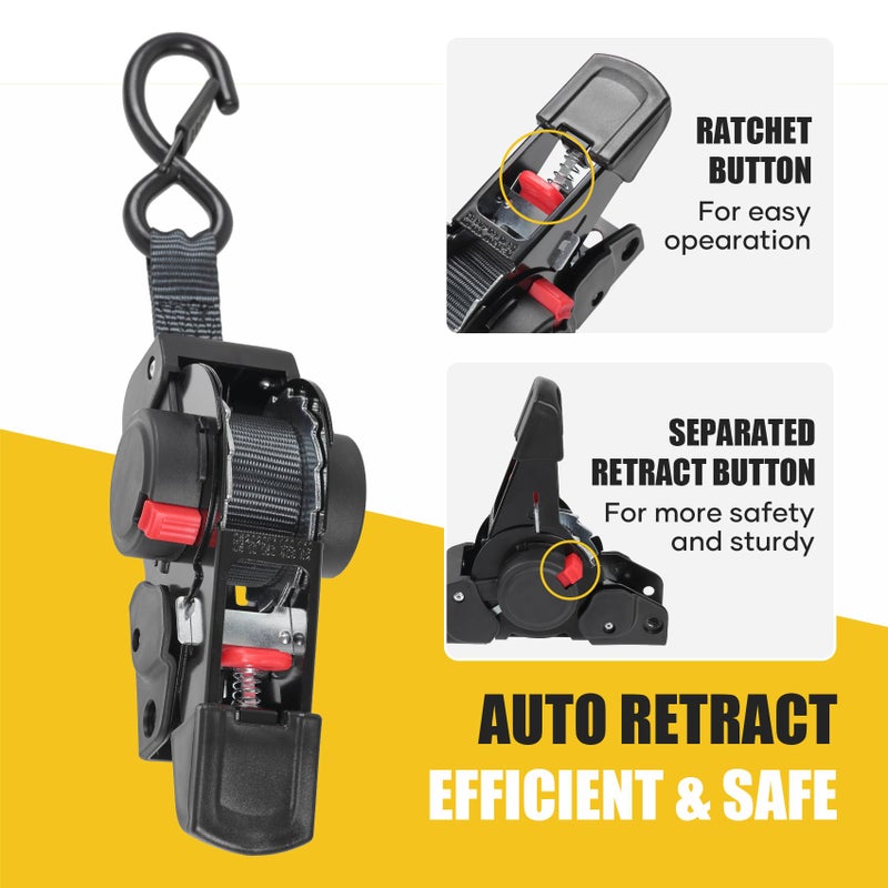 Ayaport Retractable Ratchet Straps 1 Inch X 6Ft Bolt-On Tie Down Straps To Trailer - 1410Lbs Break Strength  Heavy Duty Trailer Strap For Cargo  Boat  Jet Ski  Motorcycles  Atv - Image 2
