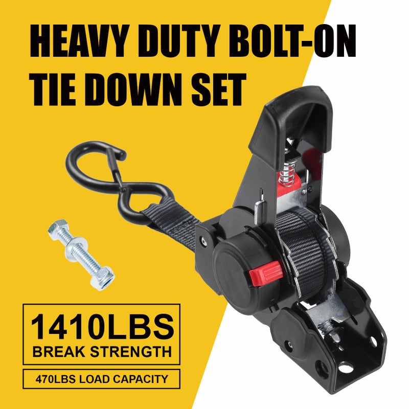 Ayaport Retractable Ratchet Straps 1 Inch X 6Ft Bolt-On Tie Down Straps To Trailer - 1410Lbs Break Strength  Heavy Duty Trailer Strap For Cargo  Boat  Jet Ski  Motorcycles  Atv - Image 3