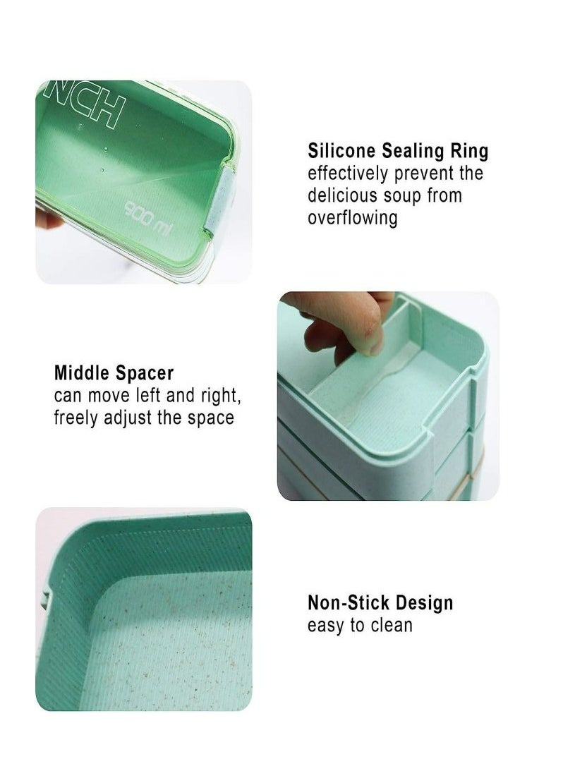 Bento Box Kit, Japanese Lunch Box 3 in 1 Compartment, Leakproof 3 Layer Lunch Container for Kids and Adults