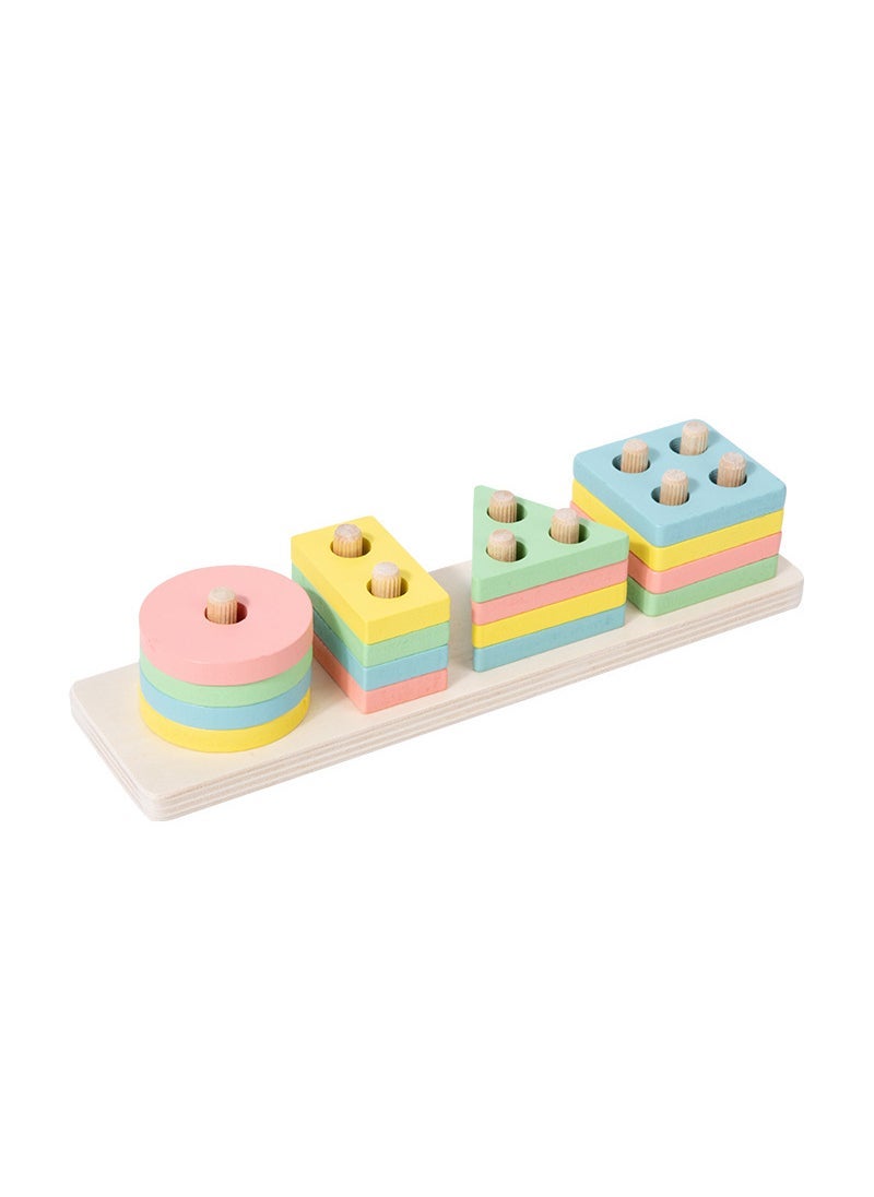 Kids Wooden Xylophone Twist Caterpillar Bead Maze Toys Macaron long four columns 0.35kg 
