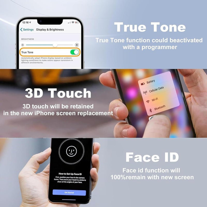 M.P. + for iPhone 14 Pro Max Screen Replacement,[Face ID] 3D Touch Screen Display Digitizer Assembly with Waterproof Adhesive Tape and Repair Tools Kit - Image 4