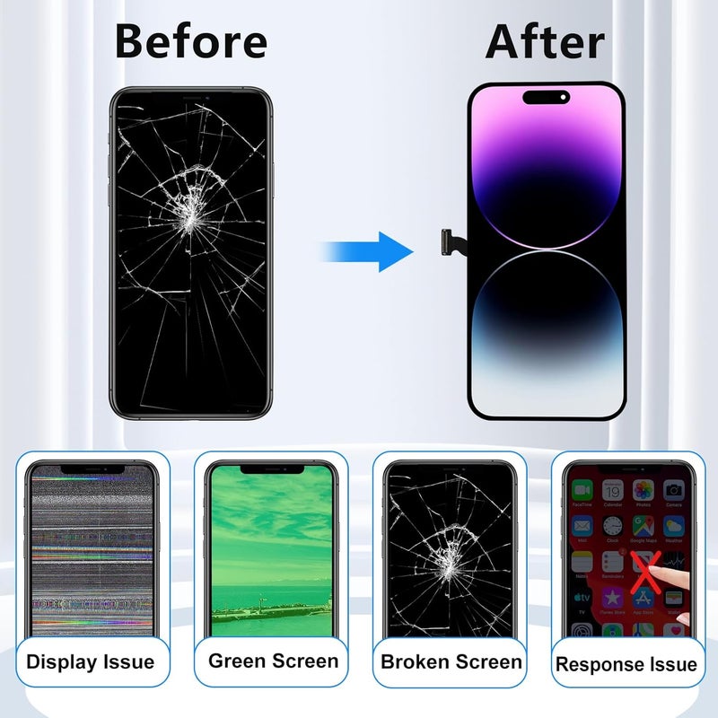 M.P. + for iPhone 14 Pro Max Screen Replacement,[Face ID] 3D Touch Screen Display Digitizer Assembly with Waterproof Adhesive Tape and Repair Tools Kit - Image 5